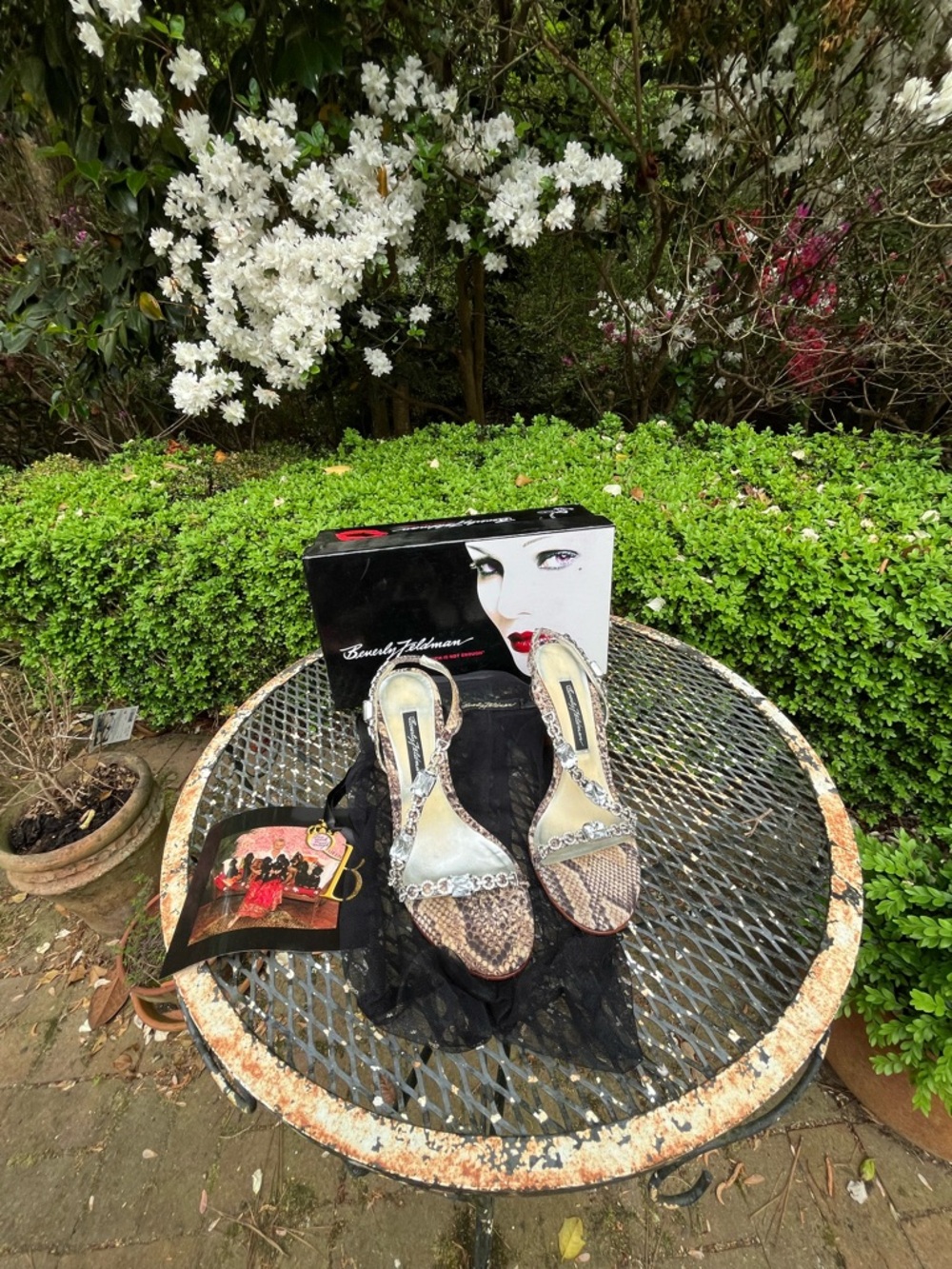 Beverly Feldman Silver and Brown Embellished Women's Heels